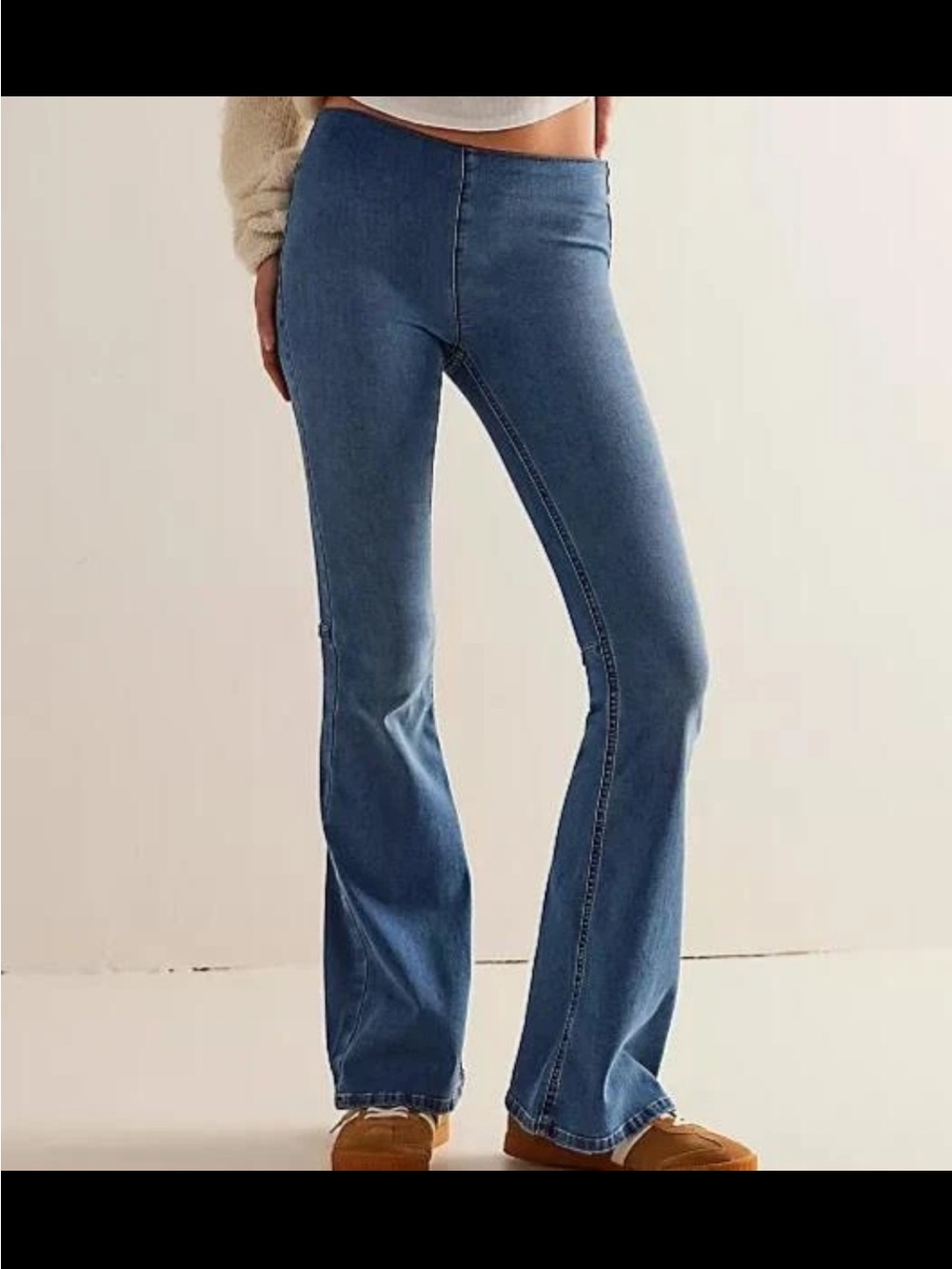 Free People Jeans Womens 27 Flare Denim Pull On Pants Boho Bell Bottoms